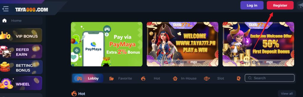 Register taya777 link