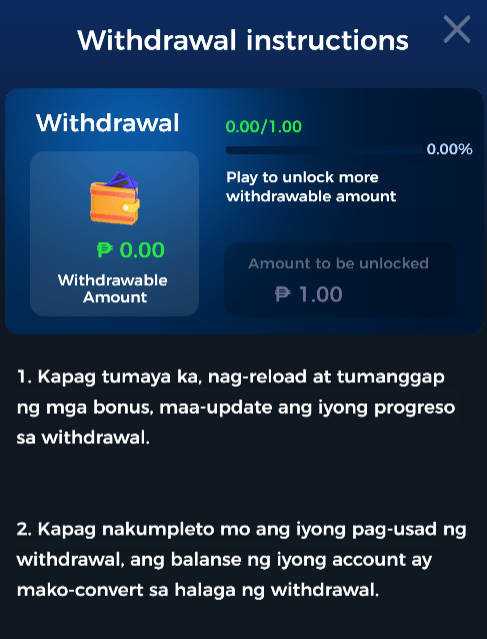 Withdrawal taya777 Instructions